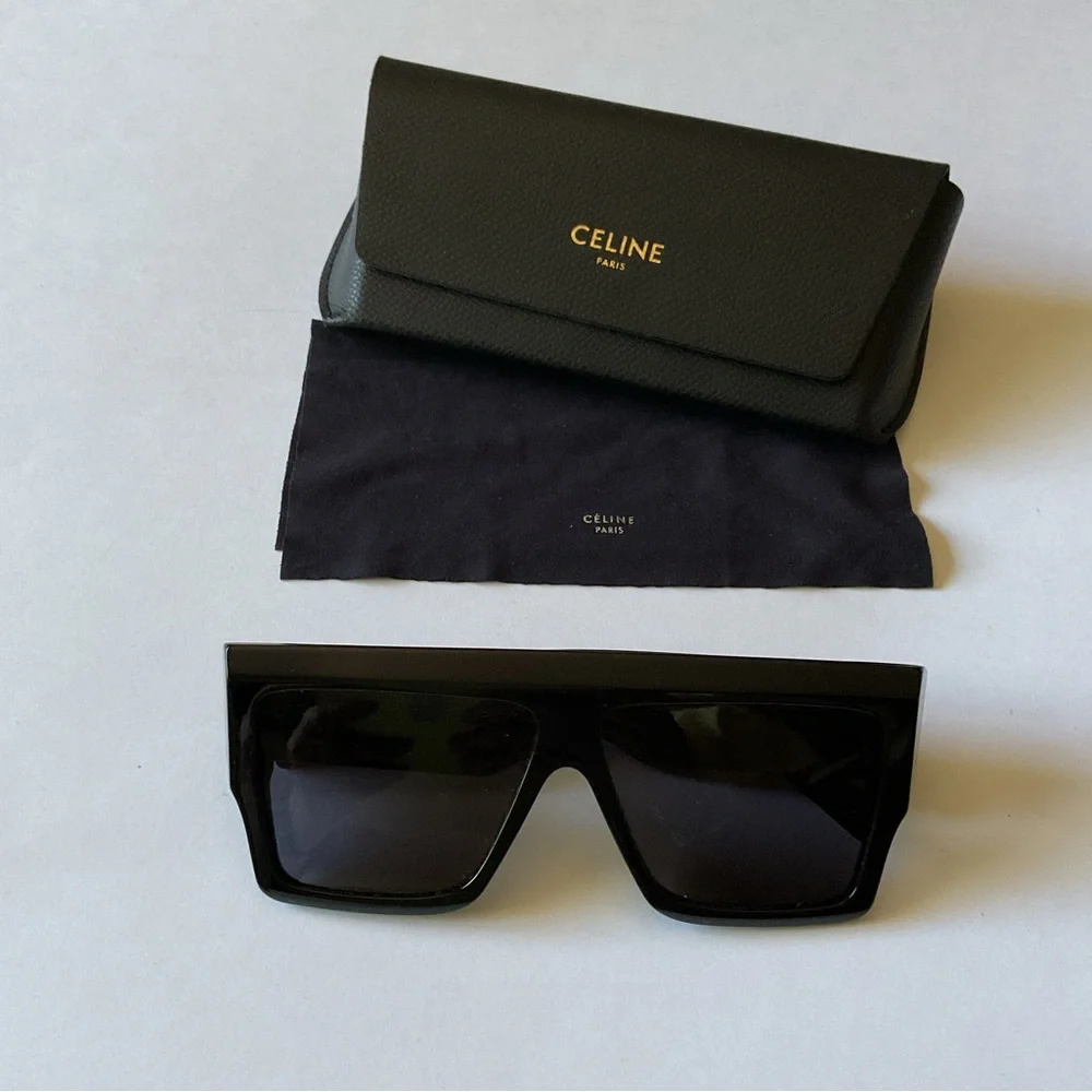 CELINE CL400291 BOLD THREE DOTS SQUARE SUNGLASSES BLACK NWOT